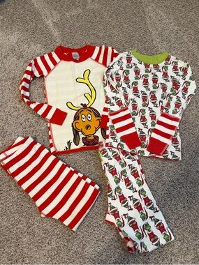 Kids Holiday Moose Two-Piece Pajama Set - Red & White